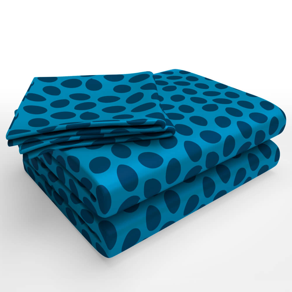 best turquoise and dark blue polka dot super king size cotton folded bedsheets